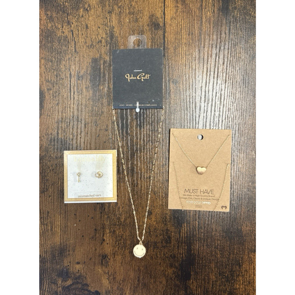 MUSTHAVE Jewelry - LOT of 3:Must Have Rose Gold Heart & smiley Face Necklace Lonna & Lilly Earrings